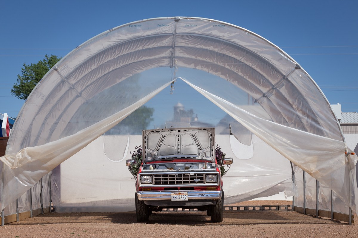 Sam Falls,&amp;nbsp;Untitled (Life in California), 2014

1984 Ford Ranger, soil, succelents,&amp;nbsp;66 x 63 x 191 inches.

Courtesy of the artist and Ballroom Marfa. Photo: Fredrik Nilsen.

&amp;nbsp;

INQUIRE