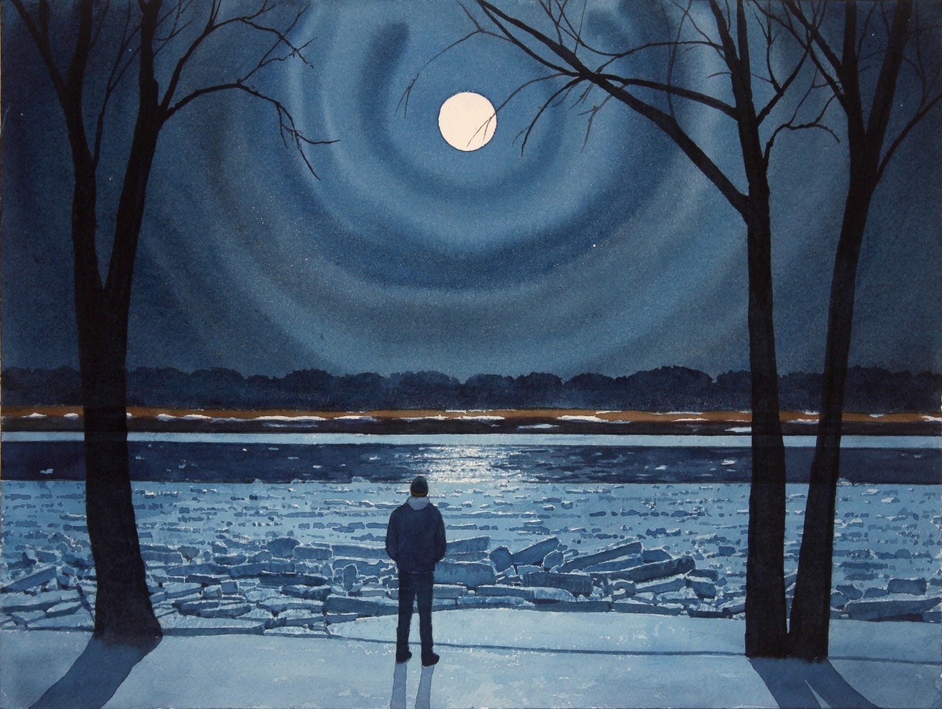 Tim Gardner

Man in Moonlight, Red River

2020

Watercolor on paper

12 1/8&amp;nbsp; x 16 1/8 inches (30.8 x 41 cm)

TG 591

&amp;nbsp;

INQUIRE