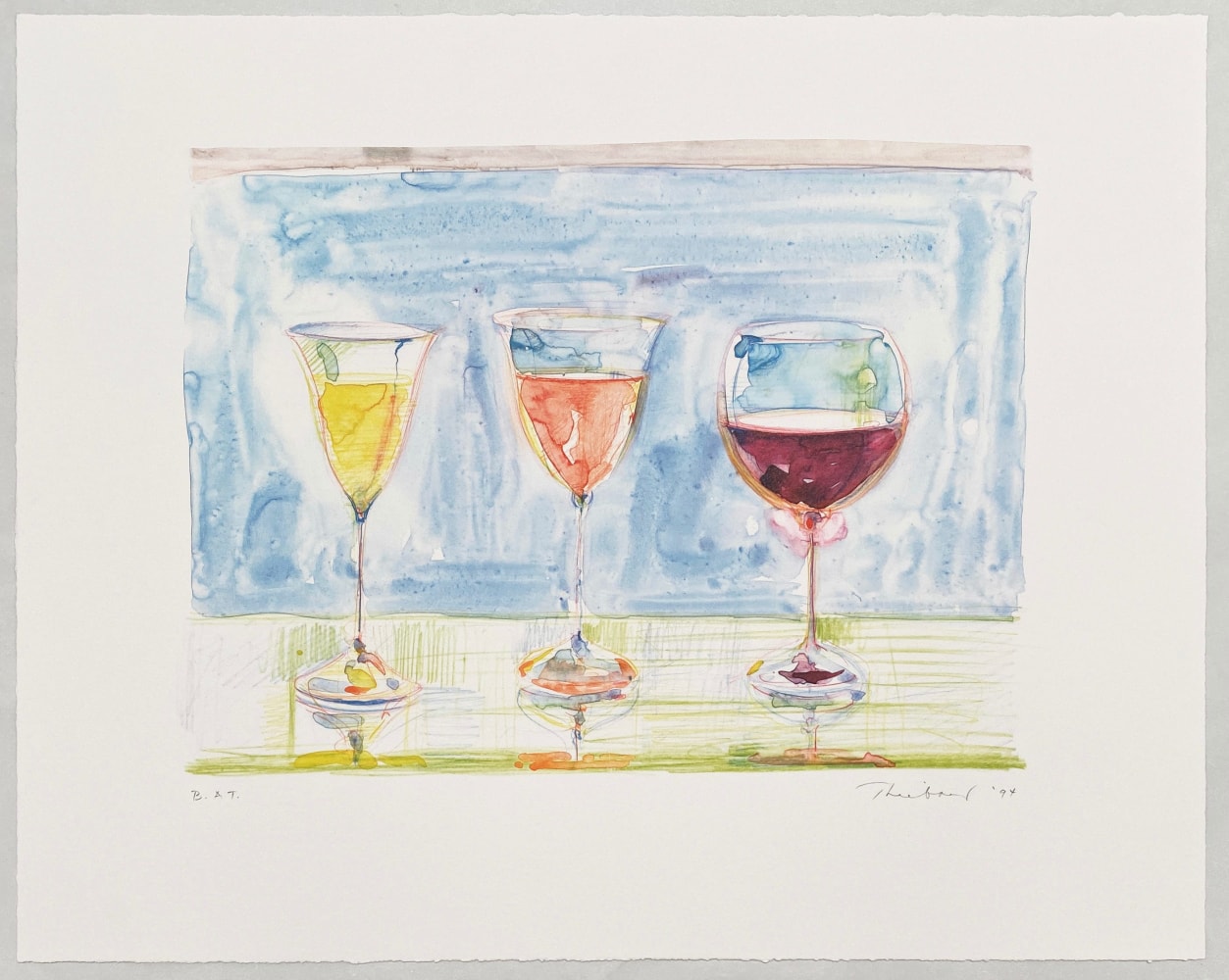 Wayne Thiebaud, Wine Glasses, Lithograph