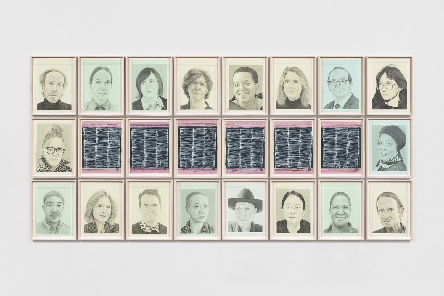 Phong H. Bui&amp;nbsp;(b. 1964)

Symphony #6 (for Richard Serra), 2024-25

Portraits: Pencil on paper

Meditation Paintings: Gouache, watercolor, and pencil on paper

14 7/8 x 11 1/4 inches each, sheet

16 1&amp;frasl;2 x 12 3&amp;frasl;4 inches each, framed

50 1/2 x 105 1/2 inches, overall
