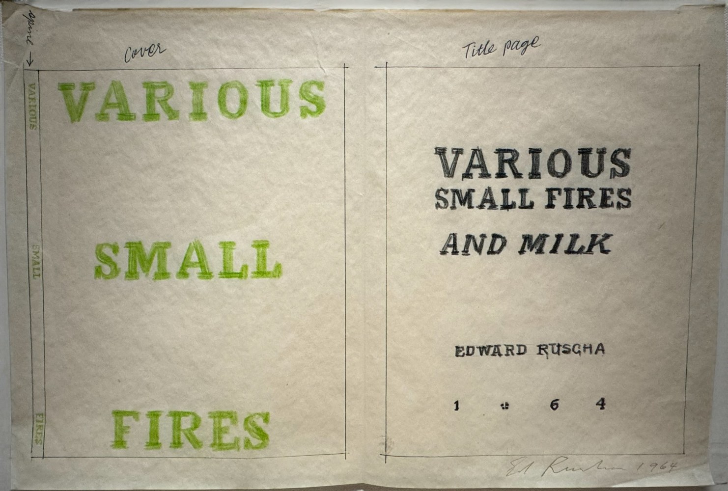 Ed Ruscha (b. 1937)

Various Small Fires, 1964

Color pencil and ballpoint ink on paper

11 x 15 inches