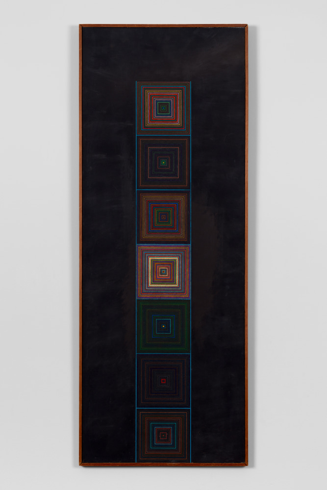 Ray Johnson&amp;nbsp;(1927-1995)

Seven Centers of a Ladder,&amp;nbsp;1950

Tempera on board

40 x 15 inches&amp;nbsp;

Ray Johnson Estate, New York