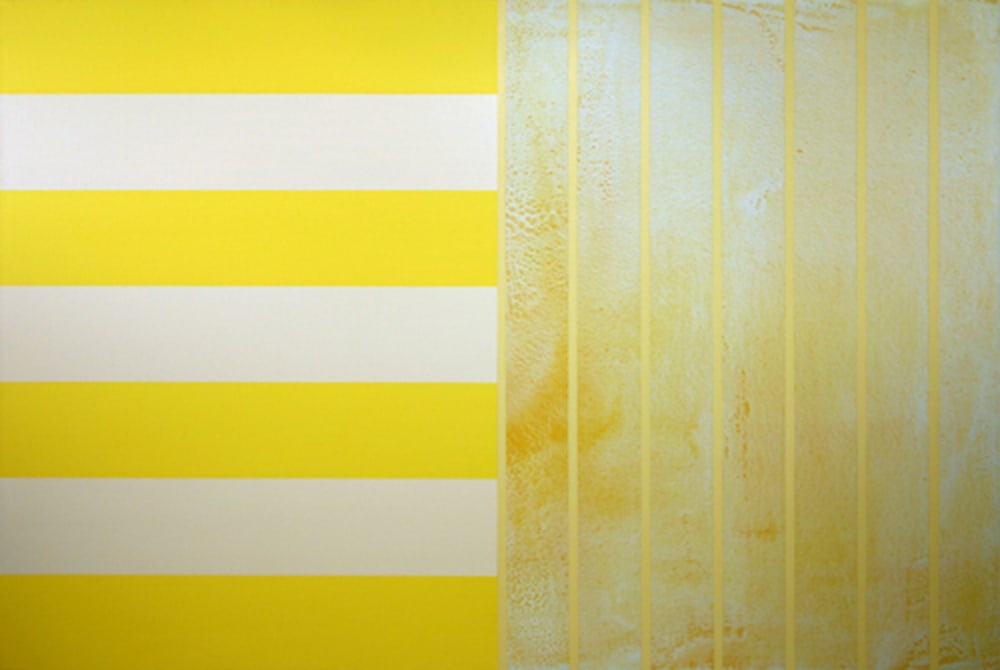 YELLOW GREEN GREY, 1999 Acrylic on canvas 54 x 72&quot; Private Collection