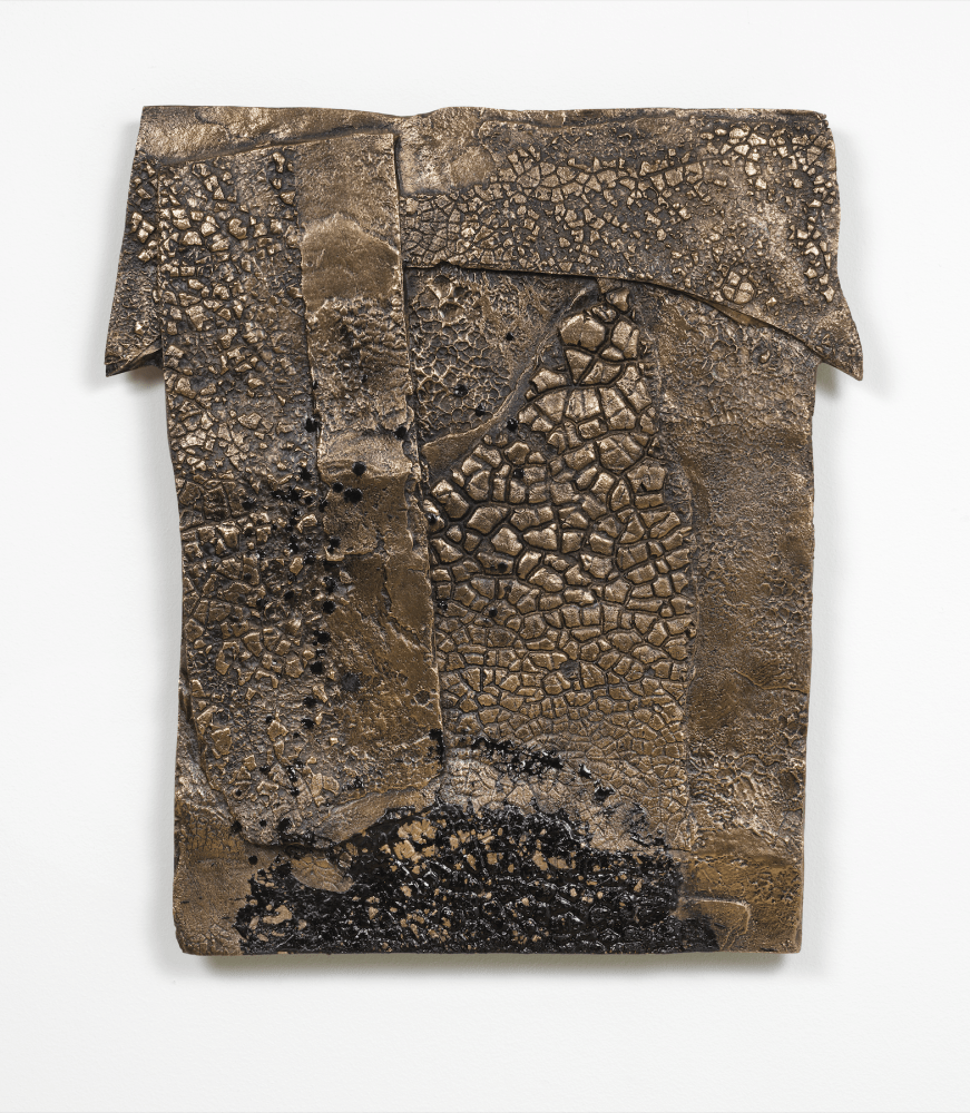 Theaster Gates
Roof Section, 2017
Bronze and tar
23 &amp;times; 20 in.
(58.4 &amp;times; 50.8 cm)