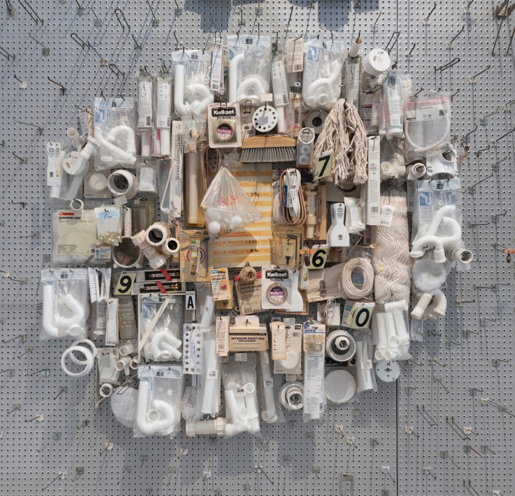 Circle, 2021
Steel pegboard, pegs and hardware store inventory
80 &amp;times; 80 &amp;times; 15 inches
(203.2 &amp;times; 203.2 &amp;times; 38.1 cm)