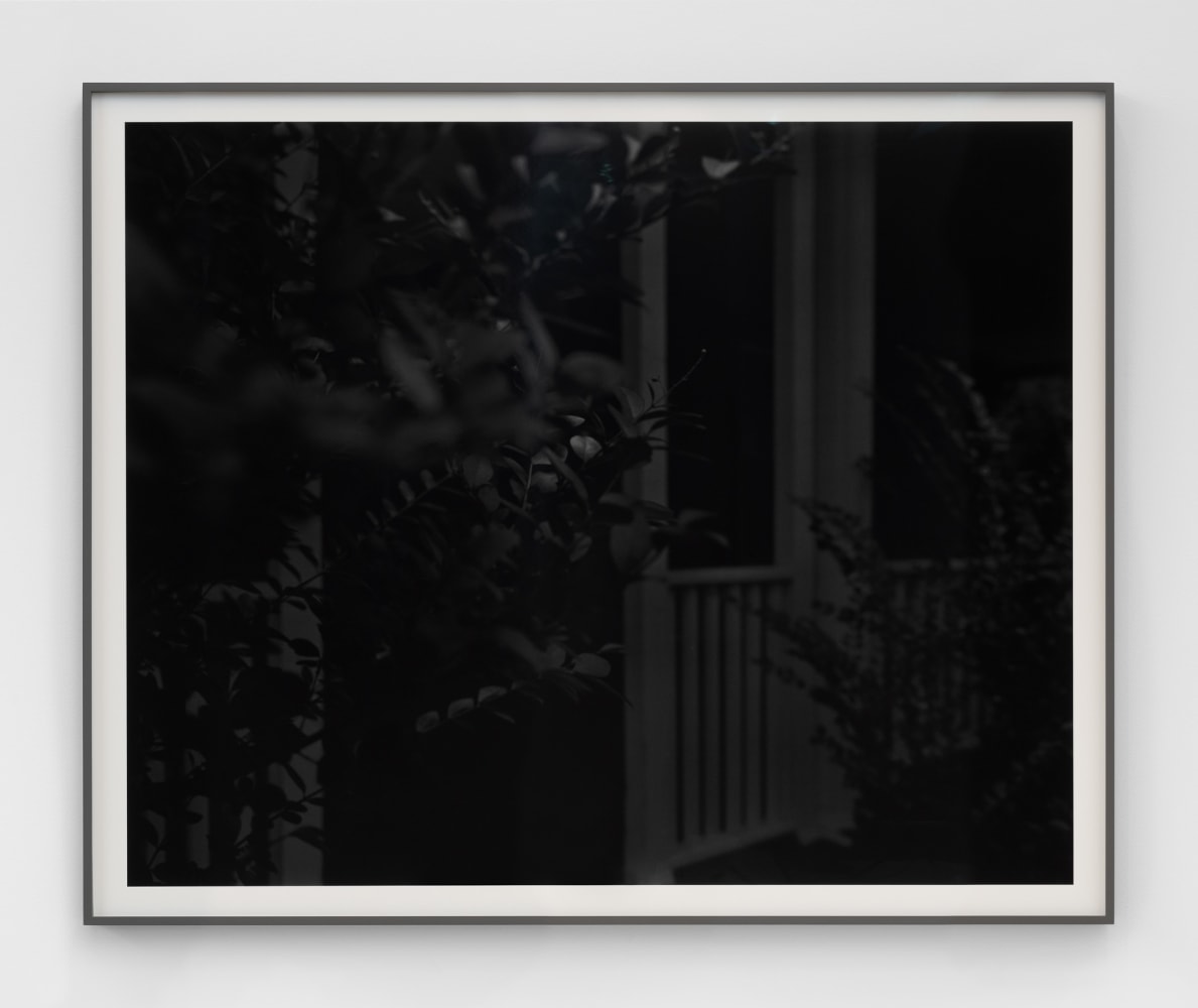 Dawoud Bey
Untitled #4 (Leaves and Porch), 2017
Gelatin silver photograph on mount
48 &amp;times; 59 in.
(121.9 &amp;times; 149.9 cm)
Framed: 48 ⅜ &amp;times; 59 ⅜ &amp;times; 2 in.
(122.9 &amp;times; 150.8 &amp;times; 5.1 cm)