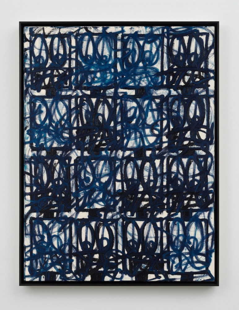 Rashid Johnson
Bruise Painting &amp;quot;Everybody&amp;quot;, 2021
Oil on linen
48 &amp;times; 36 in.
(121.9 &amp;times; 91.4 cm)
Framed: 50 &amp;times; 38 &amp;times; 2&amp;nbsp;&amp;frac34; in.
(127 &amp;times; 96.5 &amp;times; 7 cm)