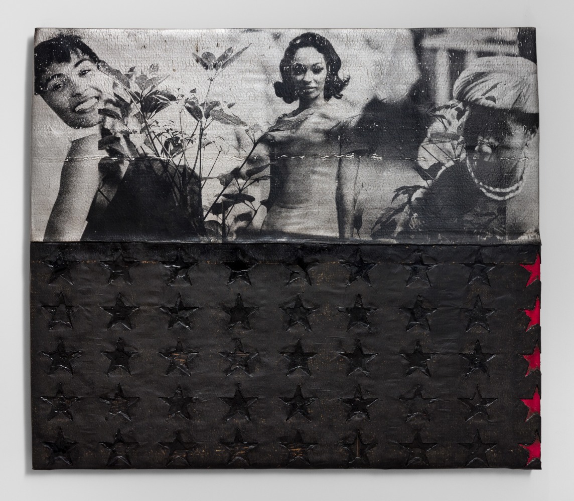 3 Women, 2025
Bitumen, rubber, oil-based acrylic, silkscreen image and steel
64 1/2 &amp;times; 75 &amp;times; 5 1/2 inches
163.8 &amp;times; 190.5 &amp;times; 14 cm