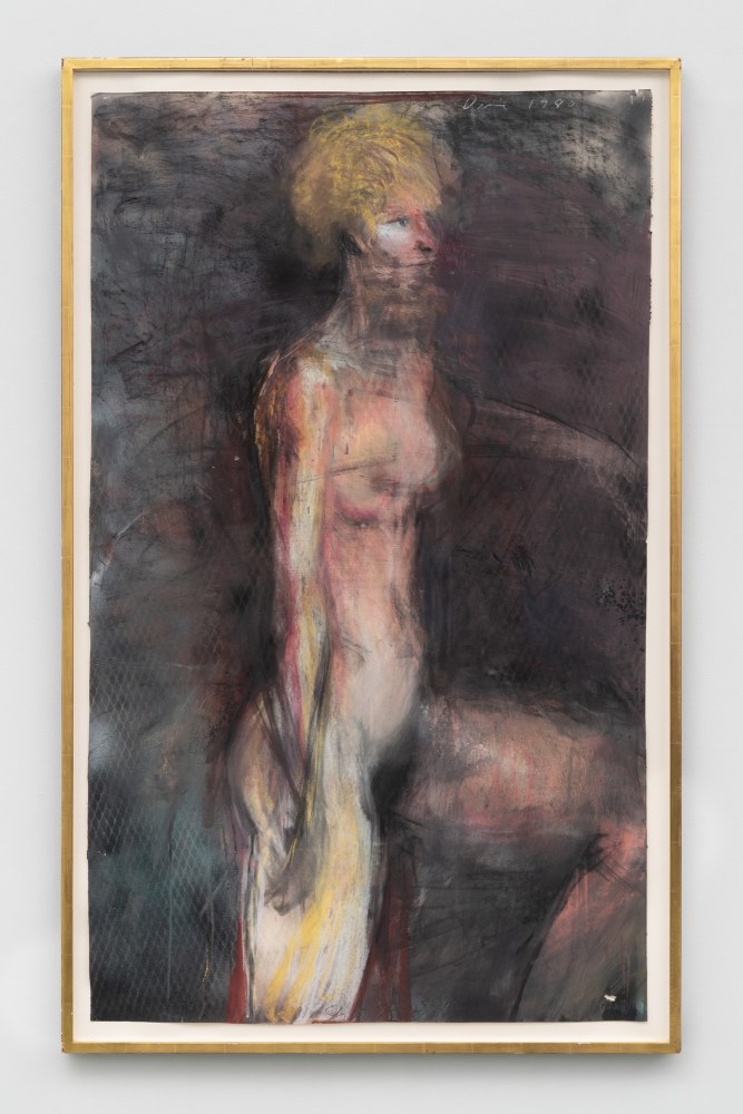 Jim Dine
Jessie as Miss Lee, 1980
Charcoal, pastel, gouache and ink on paper
59&amp;nbsp;⅝ &amp;times; 35&amp;nbsp;&amp;frac34; in.
(151.4 &amp;times; 90.8 cm)