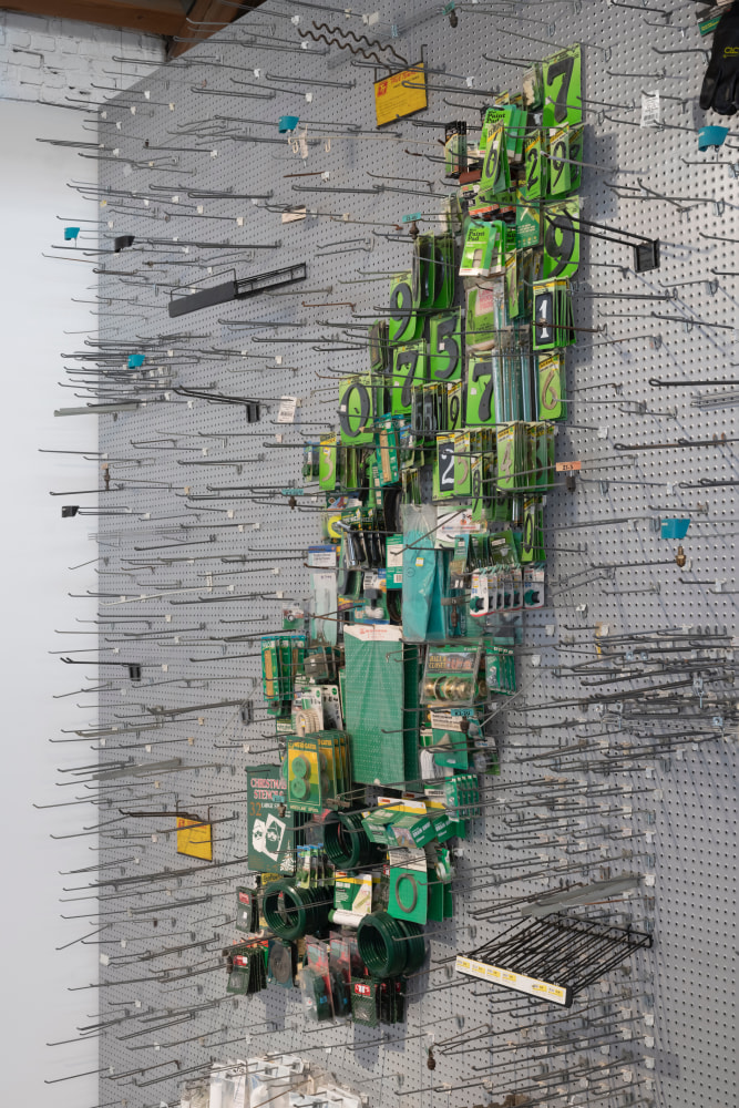 Leaf, 2021
Steel pegboard, pegs and hardware store inventory
96 &amp;times; 60 &amp;times; 15 inches
(243.8 &amp;times; 152.4 &amp;times; 38.1 cm)