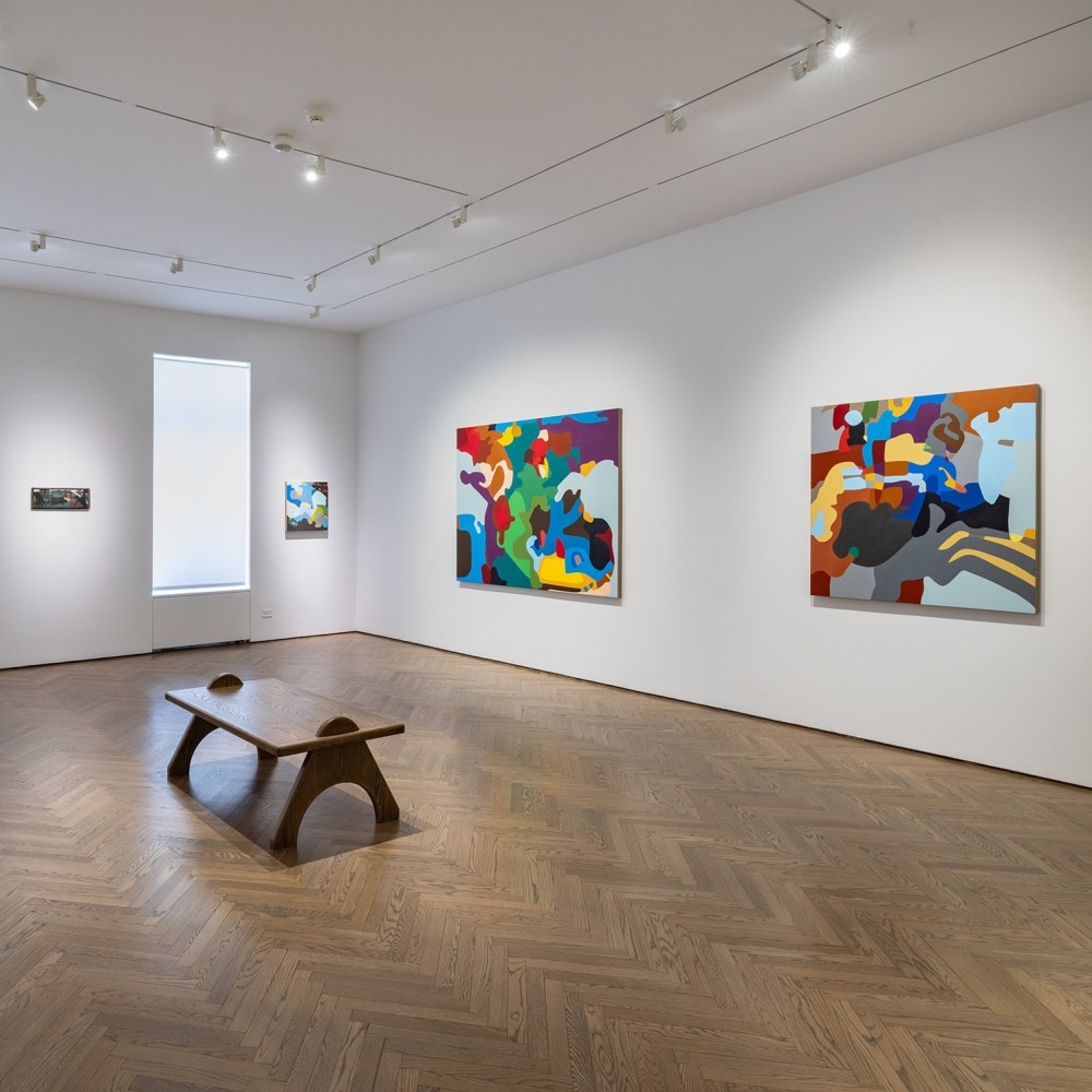 Installation view of Real Monsters in Bold Colors: Bob Thompson and Candida Alvarez, GRAY New York, 2025.