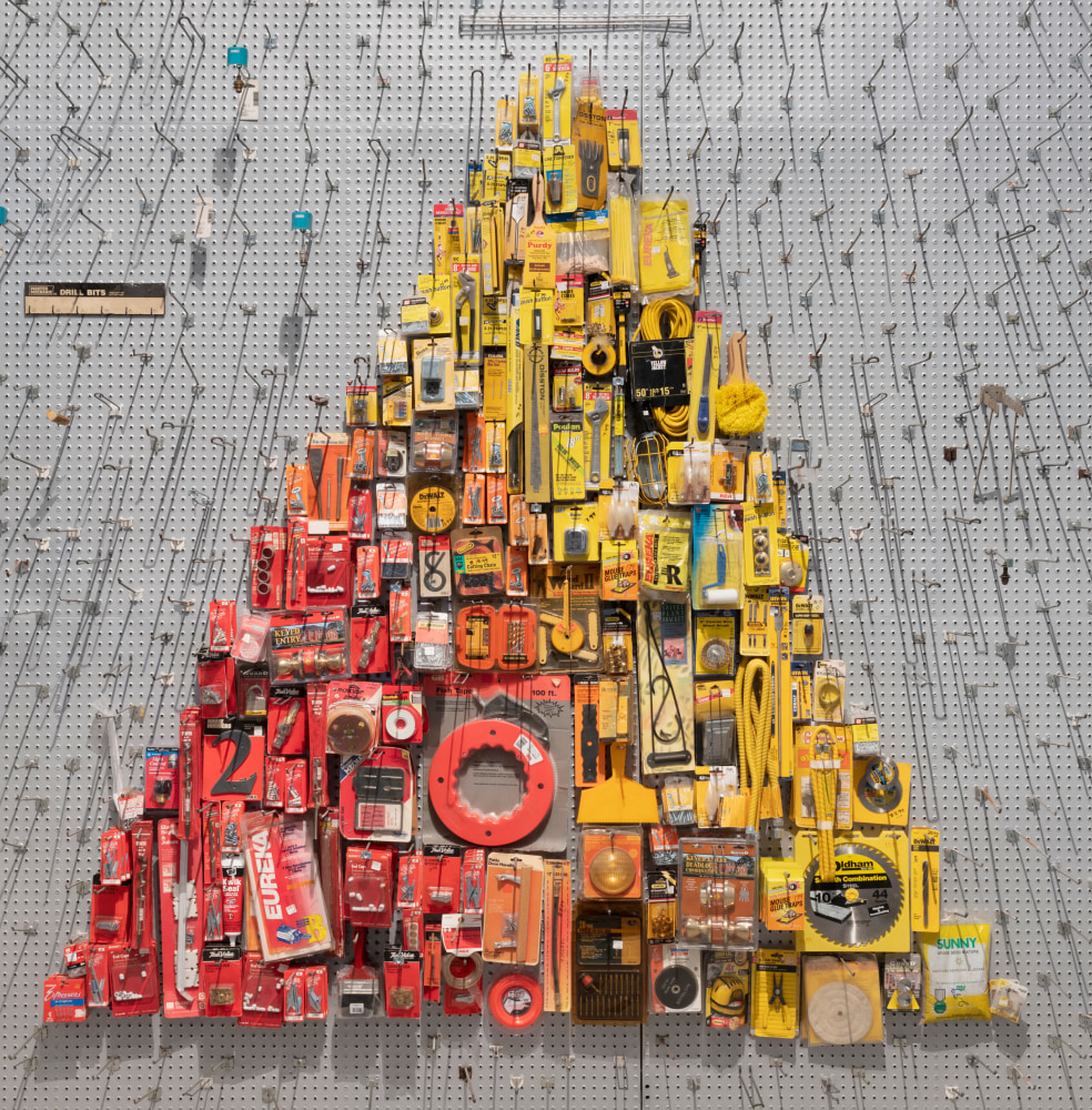 Triangle, 2021
Steel pegboard, pegs and hardware store inventory
96 &amp;times; 96 &amp;times; 15 inches
(243.8 &amp;times; 243.8 &amp;times; 38.1 cm)