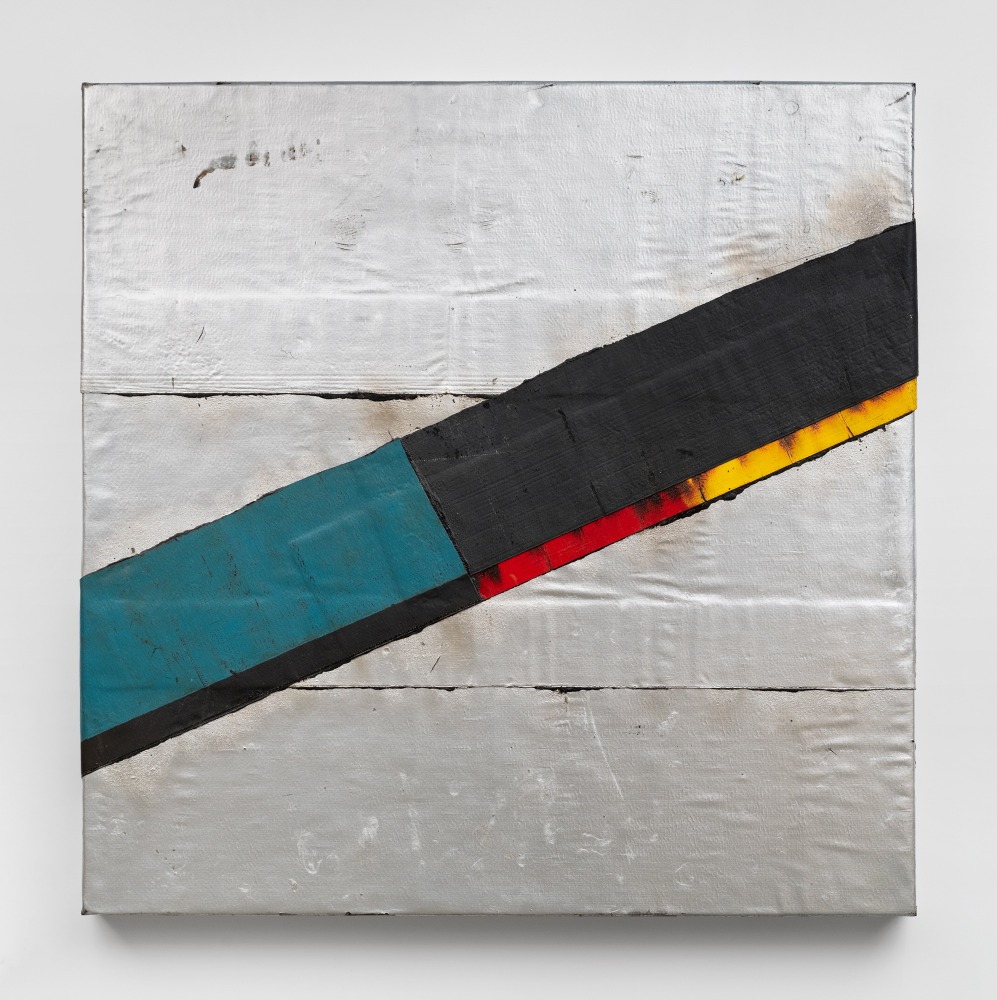 Theaster Gates (b. 1973)
Pat Benatar, 2022
Wood, oil-based enamel, rubber and tar
84&amp;nbsp;&amp;frac14; &amp;times; 84&amp;nbsp;&amp;frac14; &amp;times; 5&amp;nbsp;&amp;frac34; inches
214 &amp;times; 214 &amp;times; 14.6 cm
&amp;nbsp;