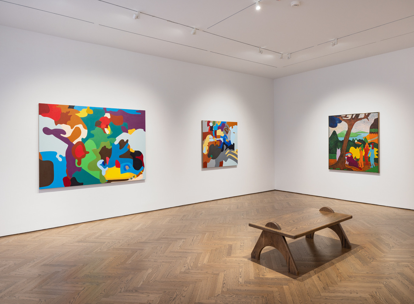 Installation view of Real Monsters in Bold Colors: Bob Thompson and Candida Alvarez, GRAY New York, 2025.