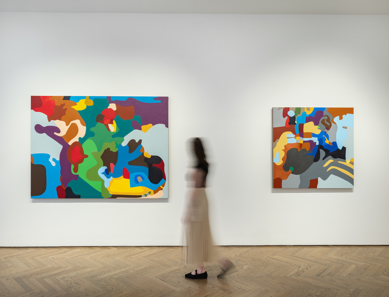 Installation view of Real Monsters in Bold Colors: Bob Thompson and Candida Alvarez, GRAY New York, 2025.