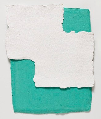 Mary Heilmann
Wave, 2020
Acrylic on stenciled handmade paper, on pigmented
handmade paper (Ruth Lingen)
15 &amp;times; 12 in.
38.1 &amp;times; 30.5 cm