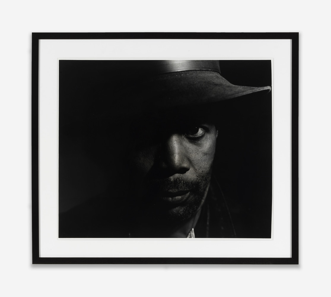 Man with a Hat (Seeing in the Dark Series),&amp;nbsp;1999
Gelatin silver print
Image: 19 7/8 &amp;times; 23 7/8 inches (50.5 &amp;times; 60.6 cm)
Framed: 25 1/4 &amp;times; 29 1/4 &amp;times; 1 5/8 inches (64.1 &amp;times; 74.3 &amp;times; 4.1 cm)
Unique