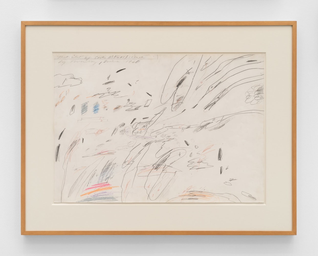 Cy Twombly
Untitled,1960
Graphite, colored pencil, pastel and pen on paper
19&amp;nbsp;⅝ &amp;times; 27&amp;nbsp;⅞ in.
(49.8 &amp;times; 70.8 cm)
Private Collection
&amp;nbsp;