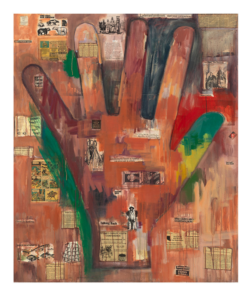 Jaune Quick-to-See Smith
I See Red: Indian Hand, 1993
Mixed media on canvas
60 x 50 inches