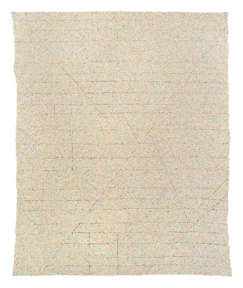 Howardena Pindell
Untitled #32 (Pyramid), 2024
Mixed media on canvas
100 x 84 inches
(254 x 213.36 cm)