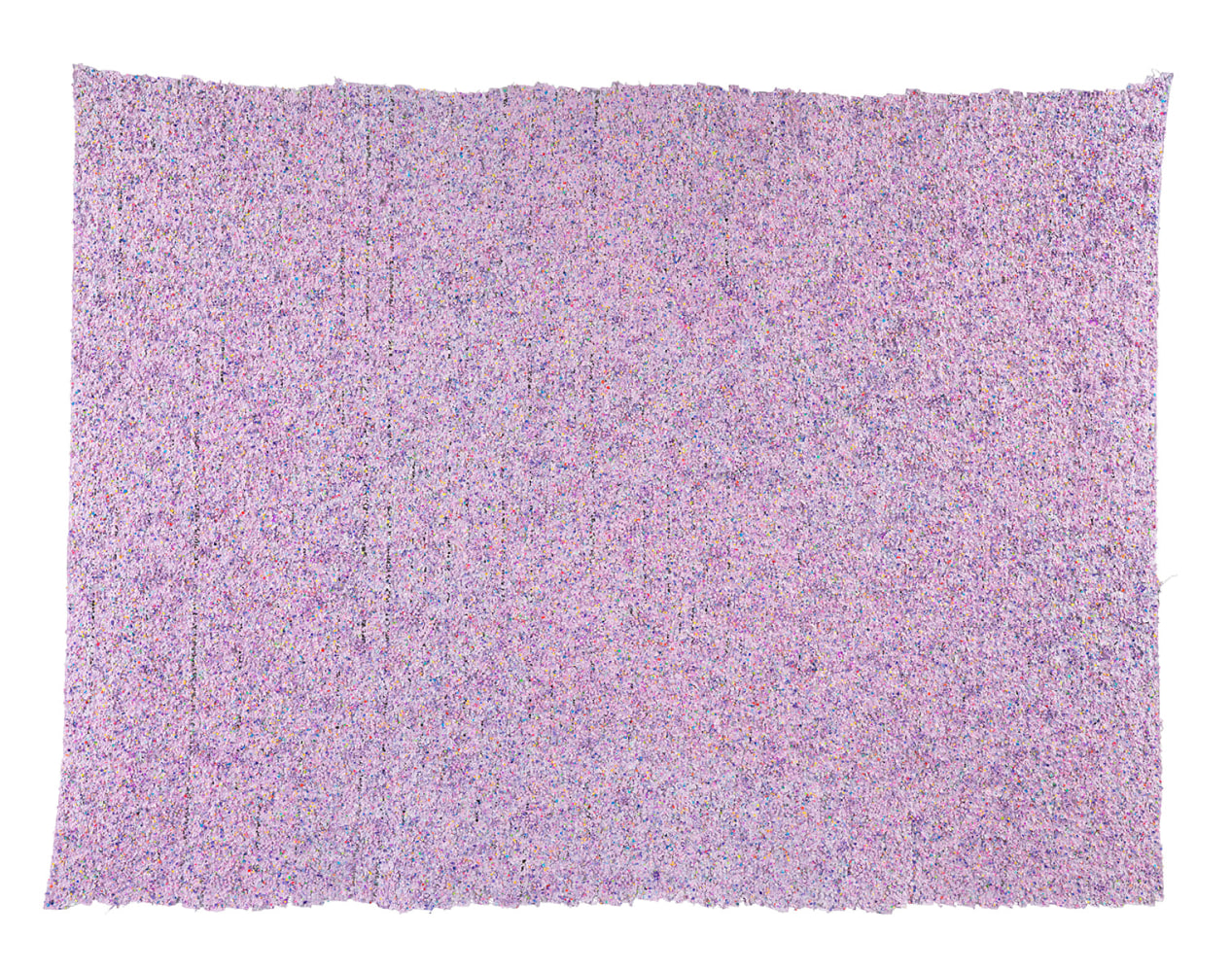 Howardena Pindell, Untitled #20 (For Masa: Lavender Lotus), 2023, Acrylic, hole-punched paper, and mixed media on sewn canvas, 84 x 109 inches