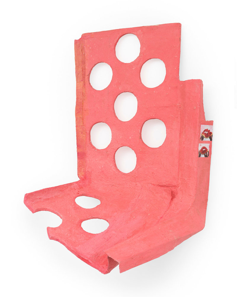 In U (watermelon), 2025
Cardboard, FastMach&amp;eacute;, fabric, glue, pigments, Xerox prints
55 x 39 x 28&amp;nbsp;