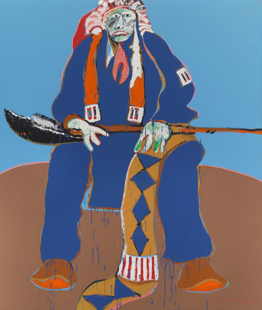 Fritz Scholder
Sitting Indian,&amp;nbsp;1972
Acrylic on canvas
80 x 68 inches
203.2 x 172.7 cm