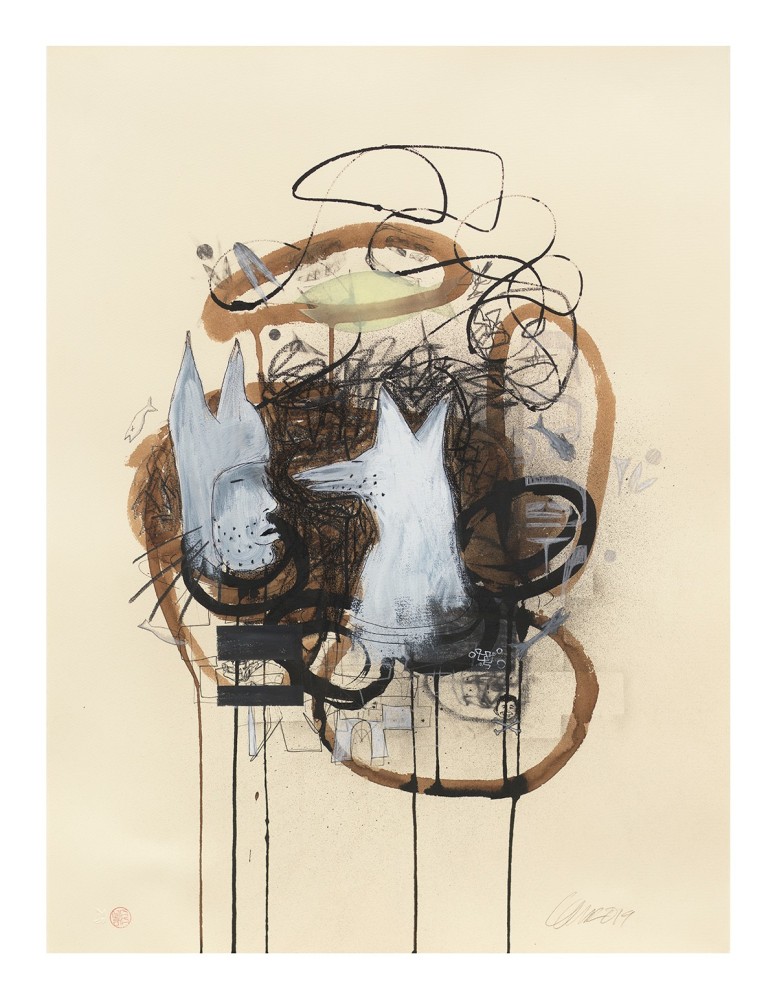 Coyote Explains to Max, 2019

Graphite on paper

33 3/4 x 26 1/8 in