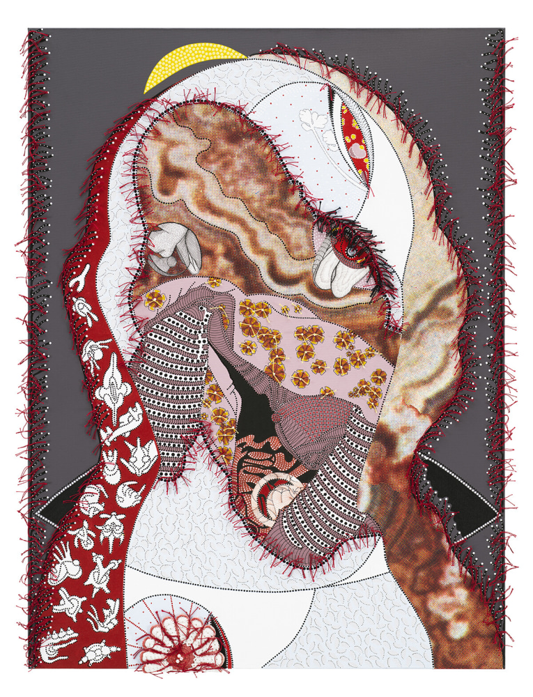 Franklin Williams
Composed Remembrance, 2020
Acrylic on canvas with collage, crochet thread and crocheted trivet
40 x 30 inches (101.6 x 76.2 cm)
