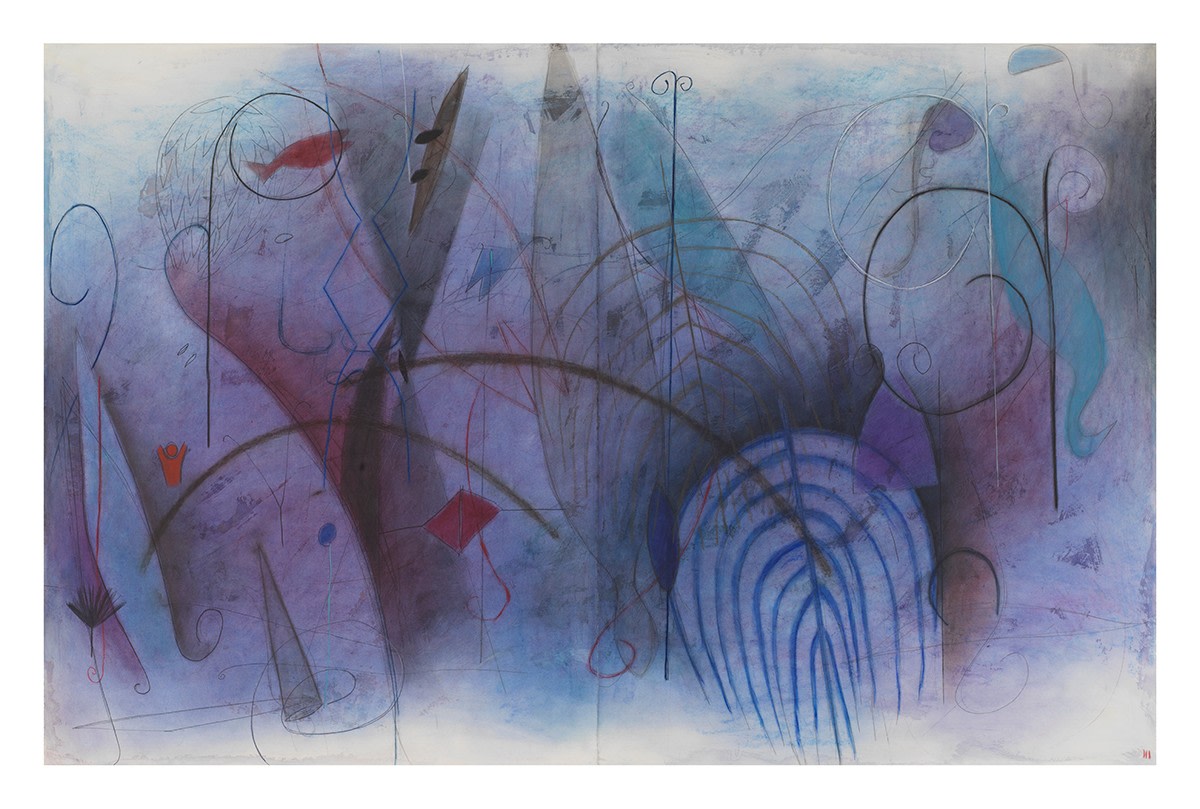 Blue Larkspur, 1991
Mixed media on canvas
51 x 78 inches