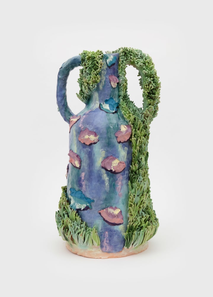 Grant Levy-Lucero, &quot;Lavender Lilies on Lincoln,&quot; 2021 ceramic, glazed 25 1/2 x 17 x 14 in (64.8 x 43.2 x 35.6 cm) GLL254