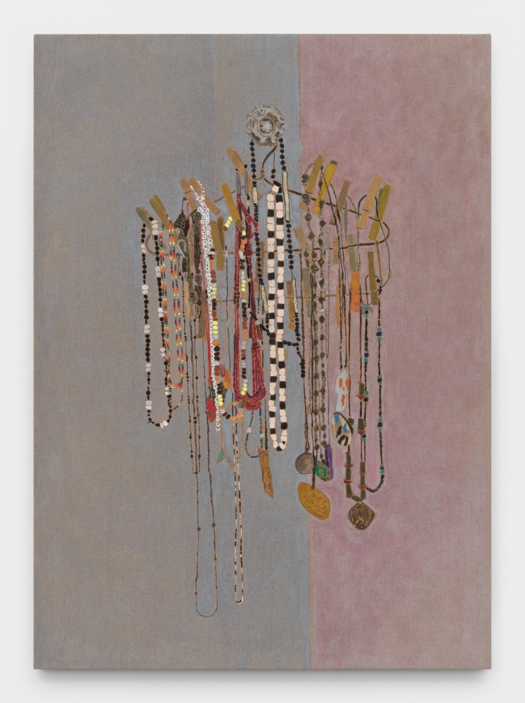 Isa's Necklaces, 2022 oil on linen 43 x 31 in (109.2 x 78.7 cm)