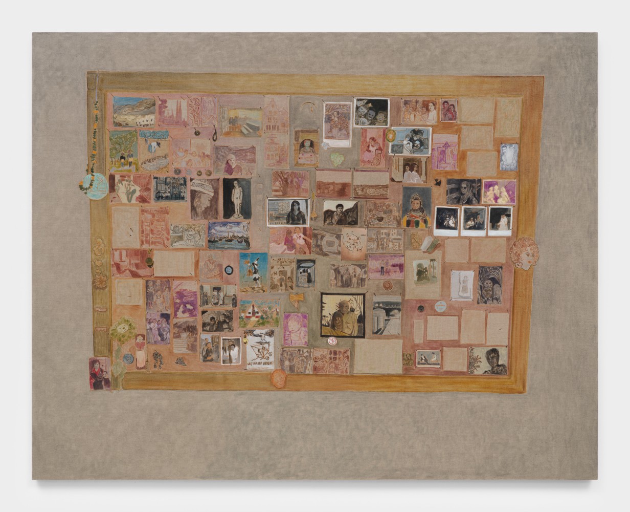 Isa's Wall of Photographs, 2023 oil on linen 65 x 80 in (165.1 x 203.2 cm)