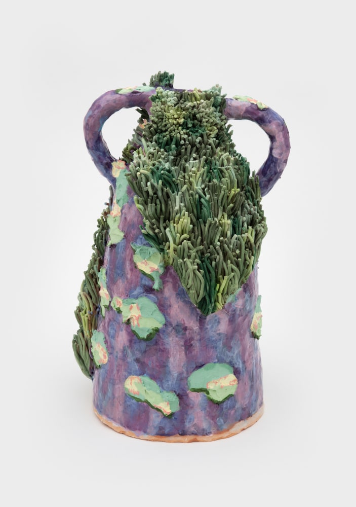 Grant Levy-Lucero, &quot;Violet Lilies on Pico,&quot; 2021 ceramic, glazed 22 x 14 1/2 x 12 in (55.9 x 36.8 x 30.5 cm) GLL239