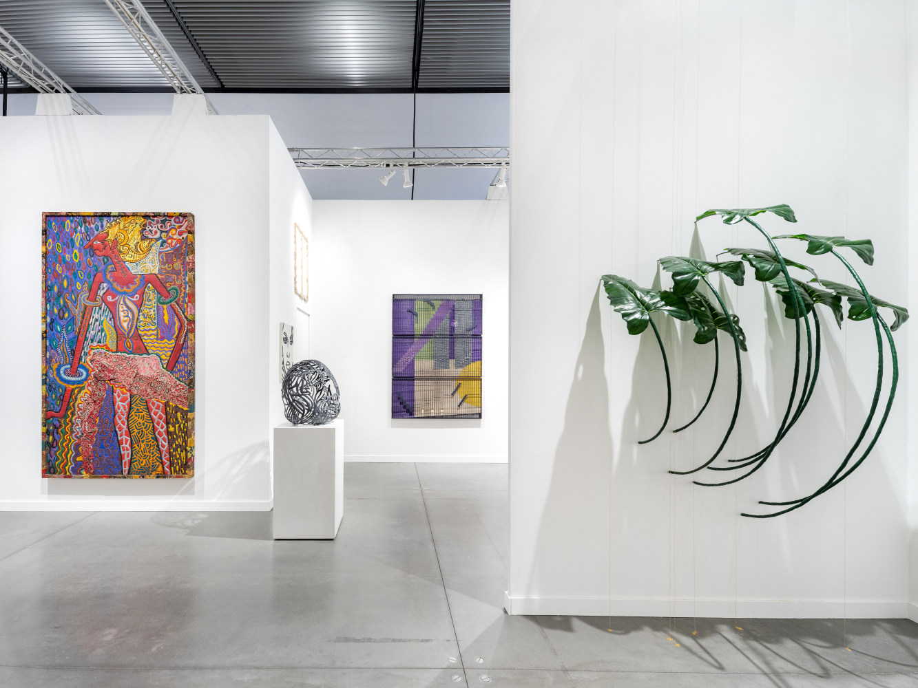 Installation view of Tina Kim Gallery, Frieze New York | Booth A9 (May 17-21, 2023) at the Shed. Courtesy of Tina Kim Gallery. Photo by Charles Roussel.