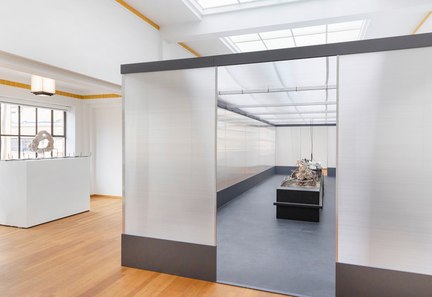 Installation view of Mire Lee, As we lay dying, 2022. Image courtesy of the artist and Kunstmuseum Den Haag.