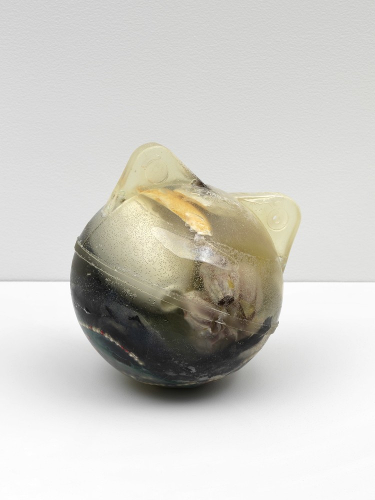 Minouk Lim (b. 1968)
Drop by Buoy 2, 2022
Epoxy resin, polyurethane resin, buoy, cuttlebone, kalopanax thorn, feather, shell, beads
9 1/8 x 9 1/8 x 9 1/8 in
23 x 23 x 23 cm