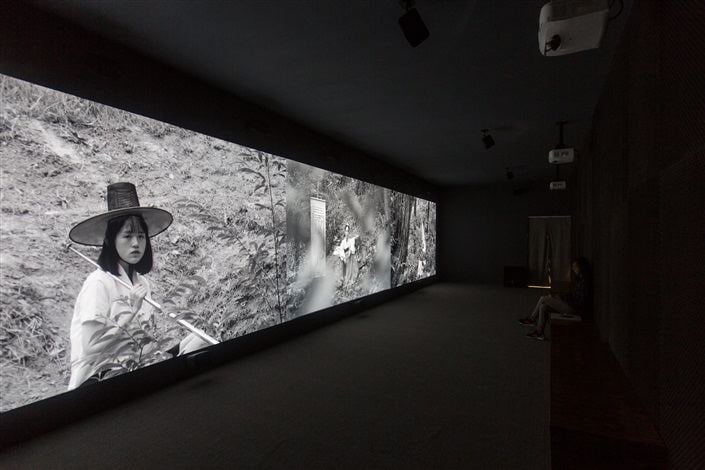 Park Chan-kyong (b.1965) Citizen's Forest, 2016 Three channel black and white video (26 min 6 sec), directional sound Dimensions variable