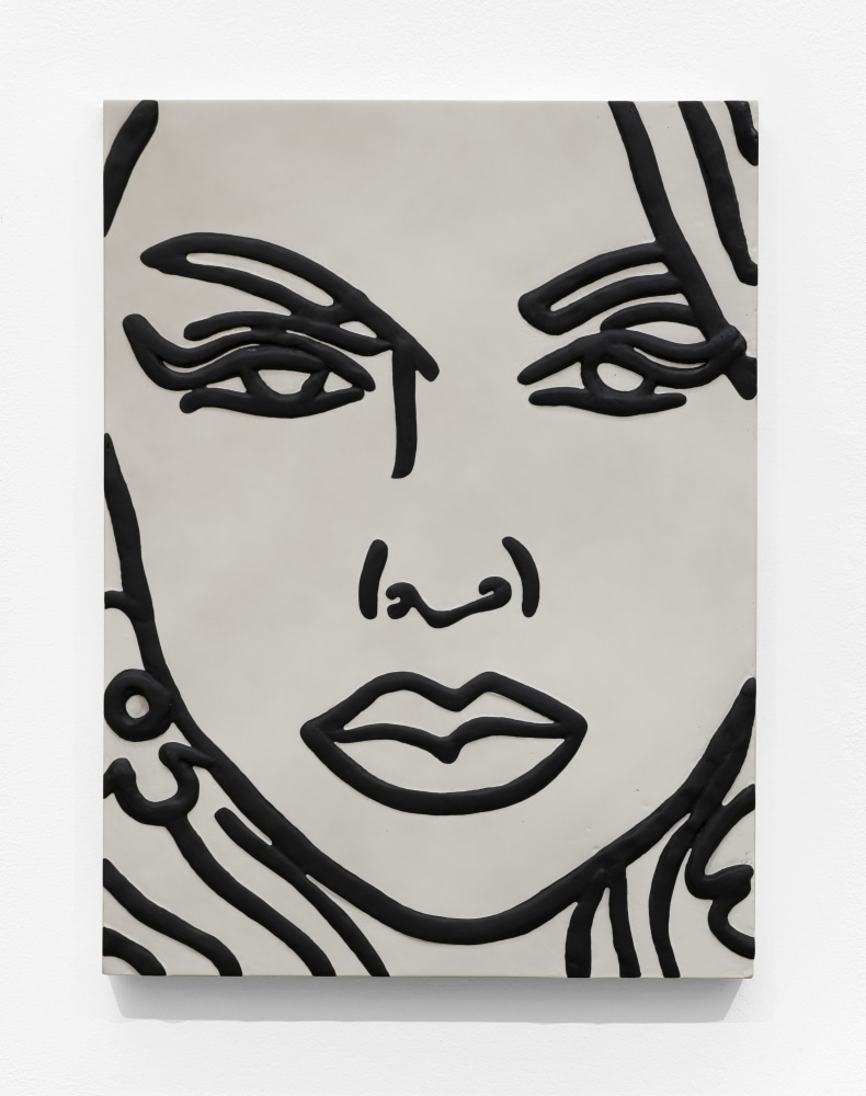 Ghada Amer (b. 1963)
Homage &amp;agrave; Tut in Black and White, 2021
Painted bronze
23 3/8 x 17 3/8 x 1 1/8 in
59.2 x 44 x 2.8 cm
Edition of 6