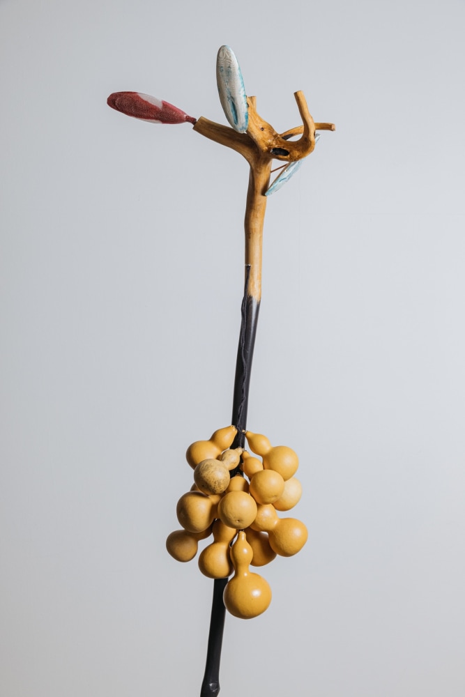 Minouk Lim (b. 1968)

Uhbooba, 2022

wood cane, gourd, cuttlebone, paint, metal plate

76 13/16 x 15 3/4 x 14 9/16 inches

195 x 40 x 37 cm