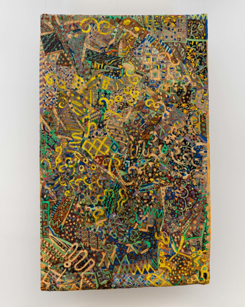 Pacita Abad (1946-2004)
Hey Sugar!, 2002
Oil, batik stitched on canvas
103 x 63 in
261.6 x 160 cm