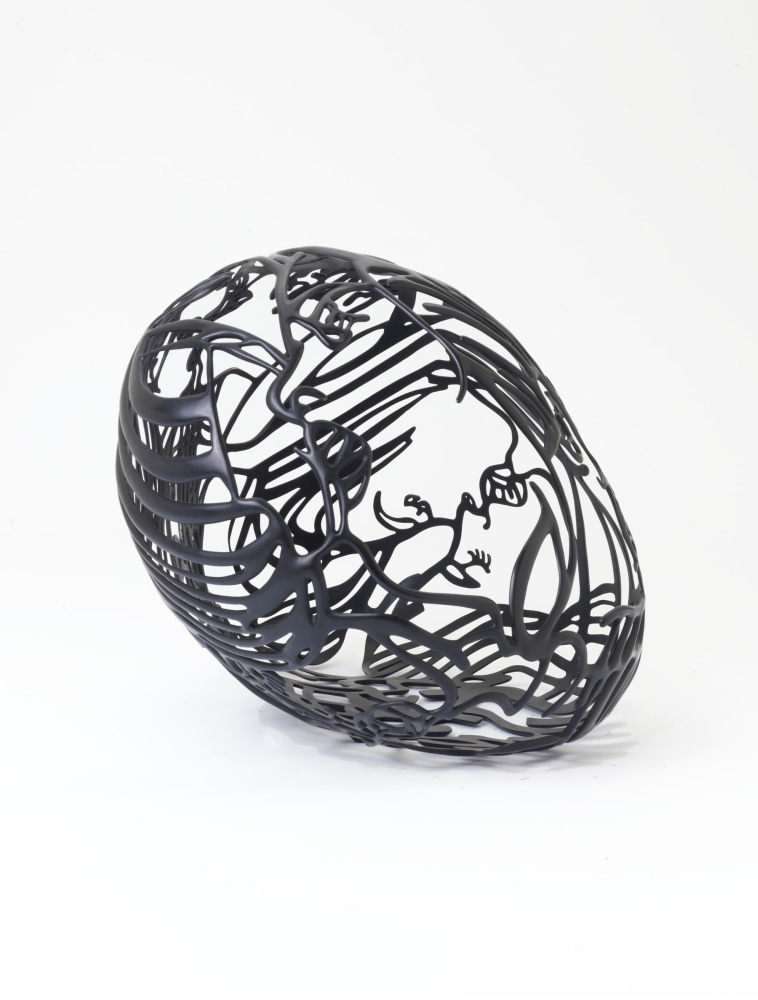 Ghada Amer, Baisers 2, Nickel-plated bronze, black patina, sculpture, Tina Kim Gallery