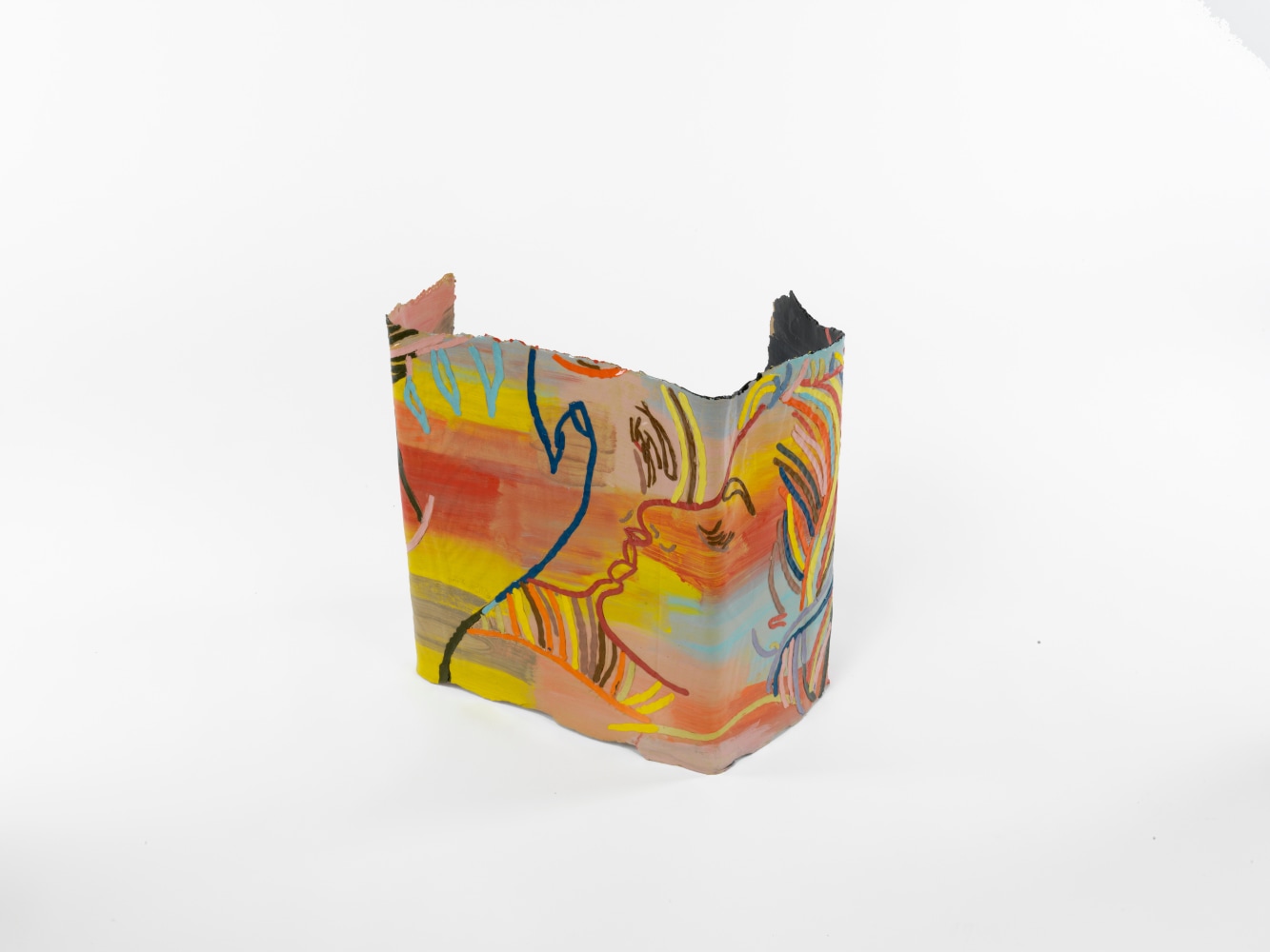 Ghada Amer (b. 1963) Box in Color, 2015 Glazed stoneware with porcelain inlay and porcelain slip 23.5 x 20 x 16 inches 59.7 x 50.8 x 40.6 cm