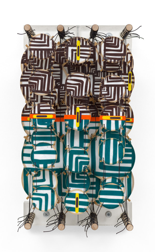 Jacob Hashimoto, Underestimating the Moon IX, 2024, Acrylic, bamboo, paper, wood, and Dacron, 13 x 7 x 8 1/4 inches, 33 x 17.8 x 21 cm, MMG#36948