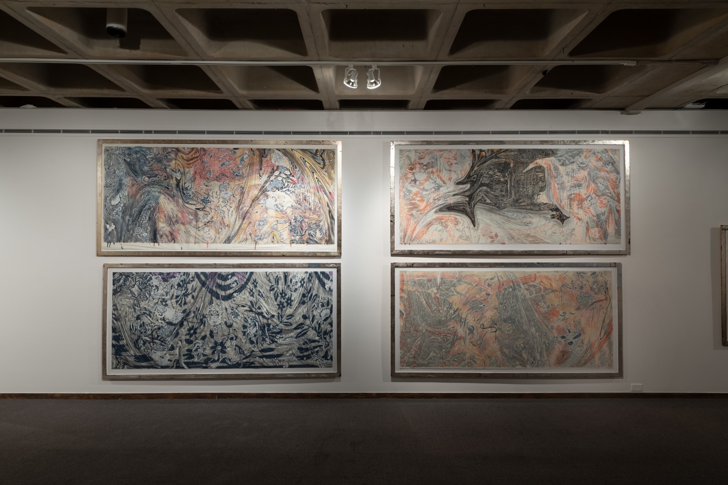 Installation view of&amp;nbsp;Freehand: Drawings and Prints by Judy Pfaff&amp;nbsp;at the Anderson Gallery, Drake University