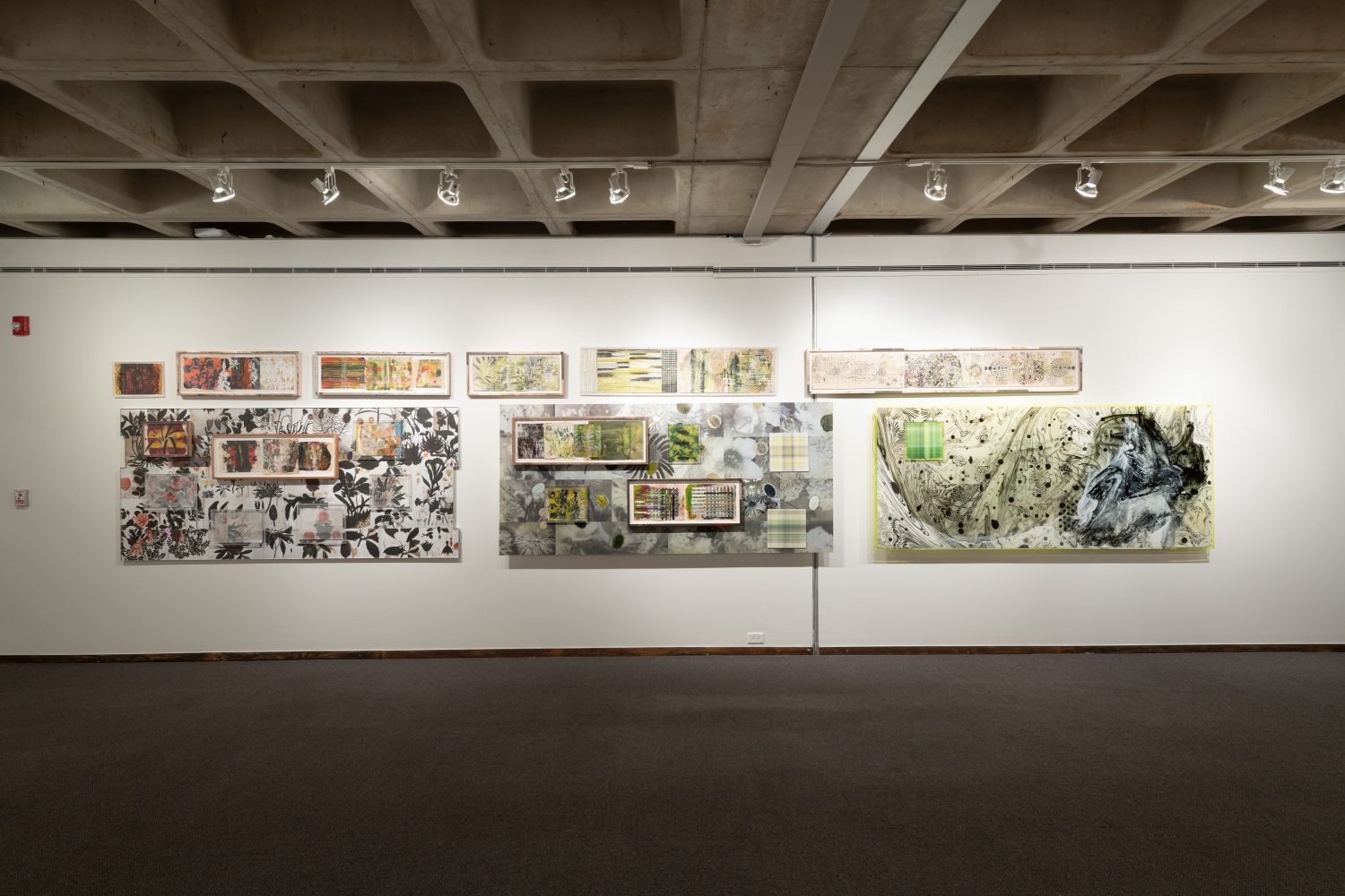 Installation view of&amp;nbsp;Freehand: Drawings and Prints by Judy Pfaff&amp;nbsp;at the Anderson Gallery, Drake University
