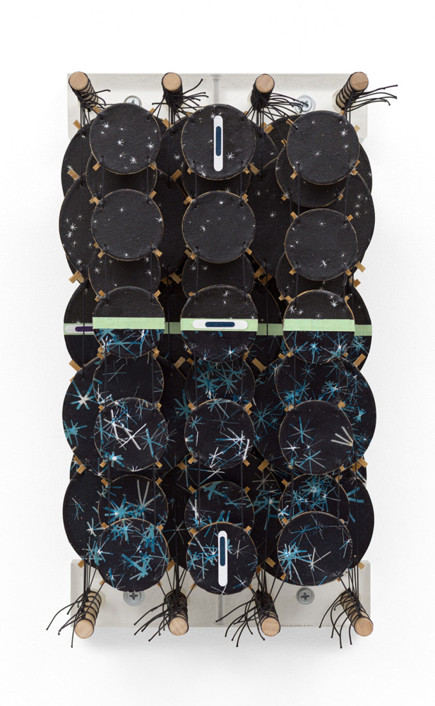 Jacob Hashimoto, Underestimating the Moon III, 2024, Acrylic, bamboo, paper, wood, and Dacron, 13 x 7 x 8 1/4 inches, 33 x 17.8 x 21 cm, MMG#36946