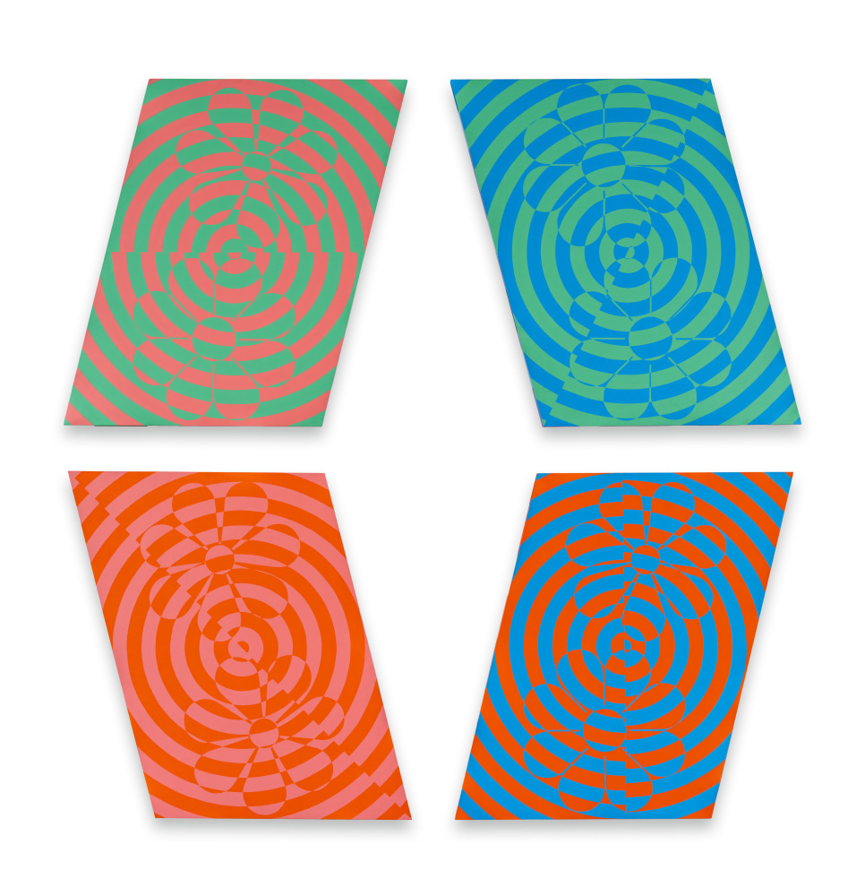 Untitled (0896, A, B, C, D), 1986, Enamel paint on panel, Each Panel: 48 x 48 x 2 inches, 121.9 x 121.9 x 5.1 cm