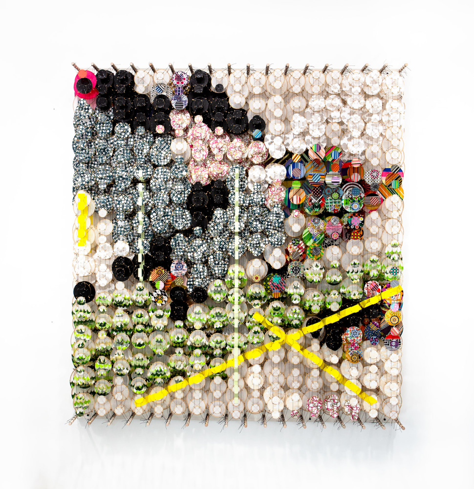 Jacob Hashimoto,&amp;nbsp;The Cosmic Whirlwind of Past Faults, 2024, Acrylic, bamboo, paper, wood, and Dacron, 66 x 60 x 8 1/4 inches, 167.6 x 152.4 x 21 cm,&amp;nbsp;MMG#37205