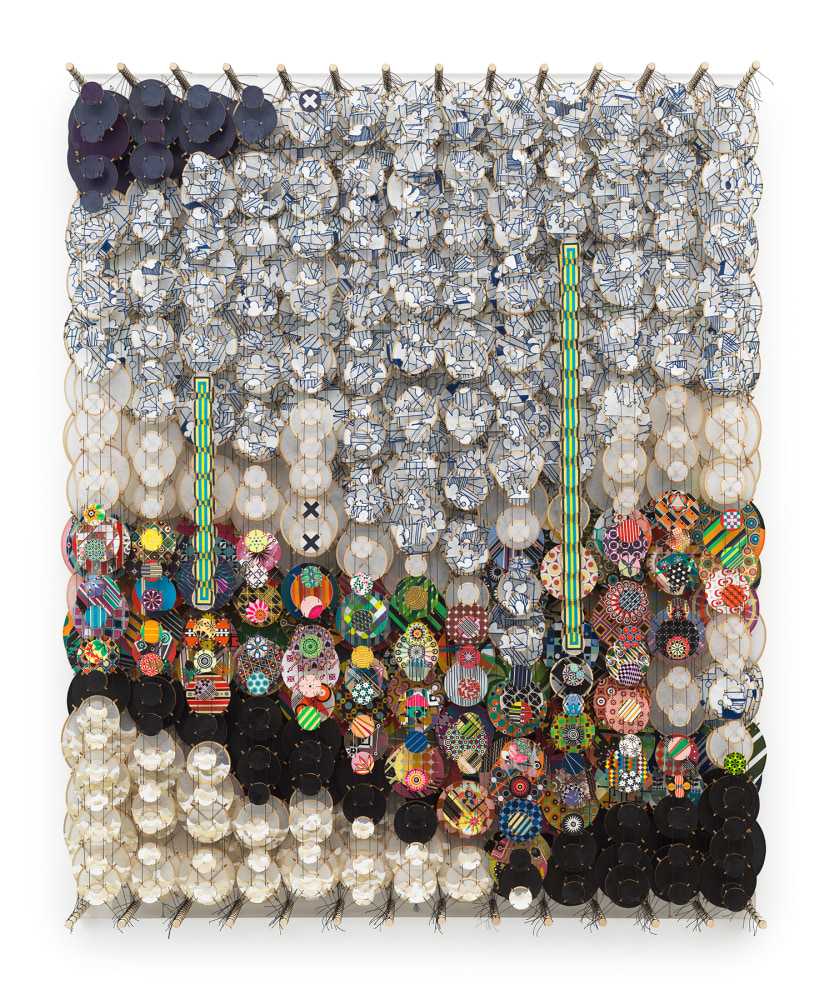 Jacob Hashimoto, The Flight of Probability, 2025, Acrylic, bamboo, paper, wood, and Dacron,&amp;nbsp;60 x 48 inches, 152.4 x 121.9 cm, MMG#37974